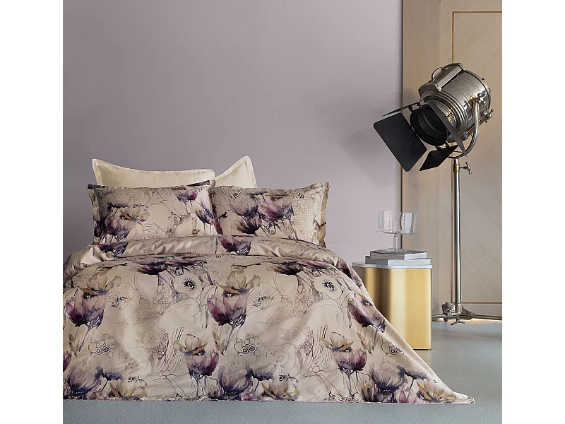 Parure de lit  2 personnes  240x220 cm satin de coton imprimé