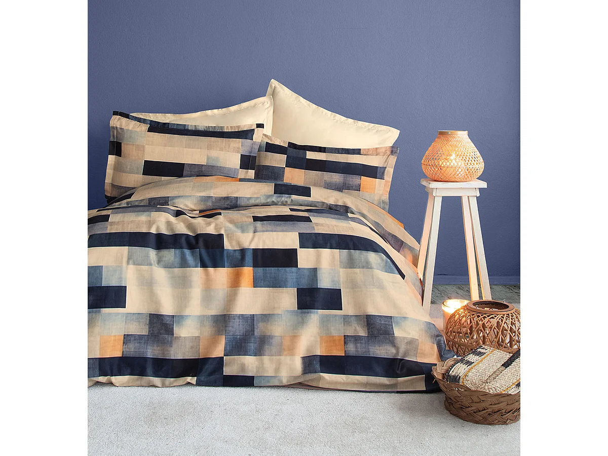 Parure de lit  2 personnes  240x220 cm satin de coton imprimé