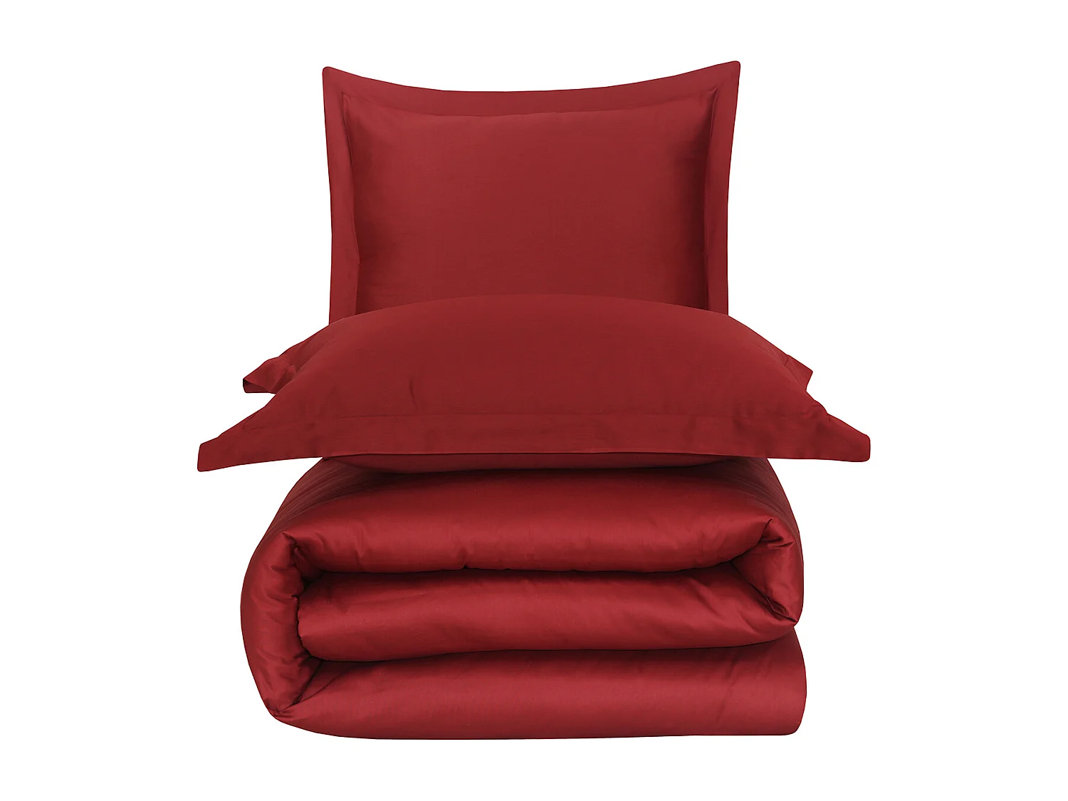 Parure de lit  2 personnes  240x220 cm  satin de coton bordeaux