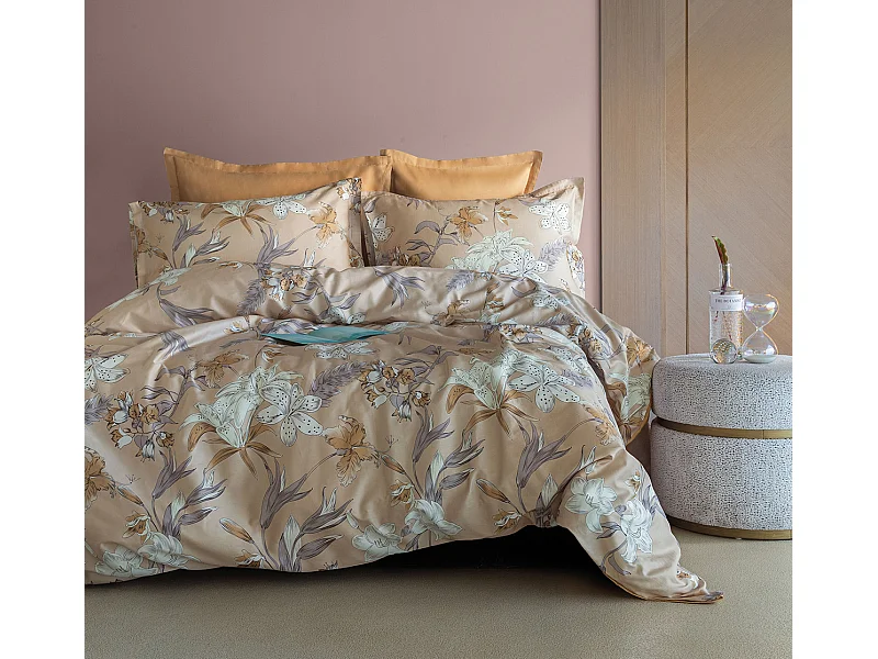 Set letto matrimoniale 240x220 cm+2 federe 63x63 cm in raso di cotone