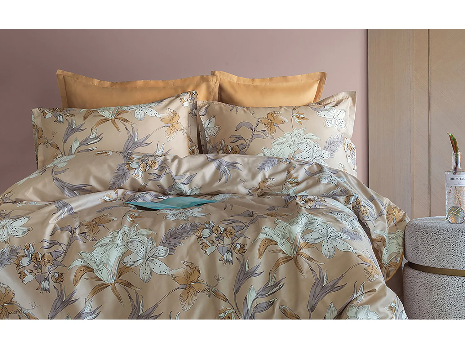 Set letto matrimoniale 240x220 cm+2 federe 63x63 cm in raso di cotone