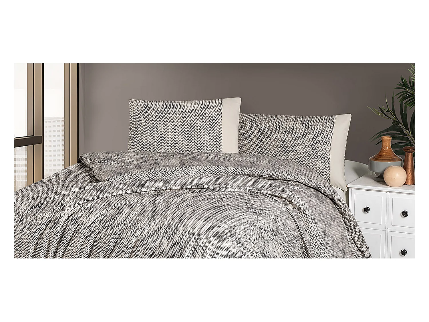 Parure de lit 1 personne 140x200 cm coton imprimé