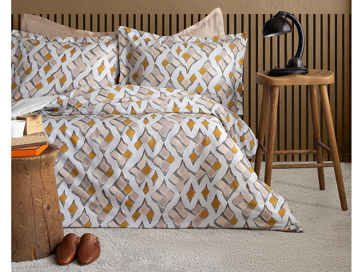 Parure de lit  2 personnes  240x220 cm satin de coton imprimé