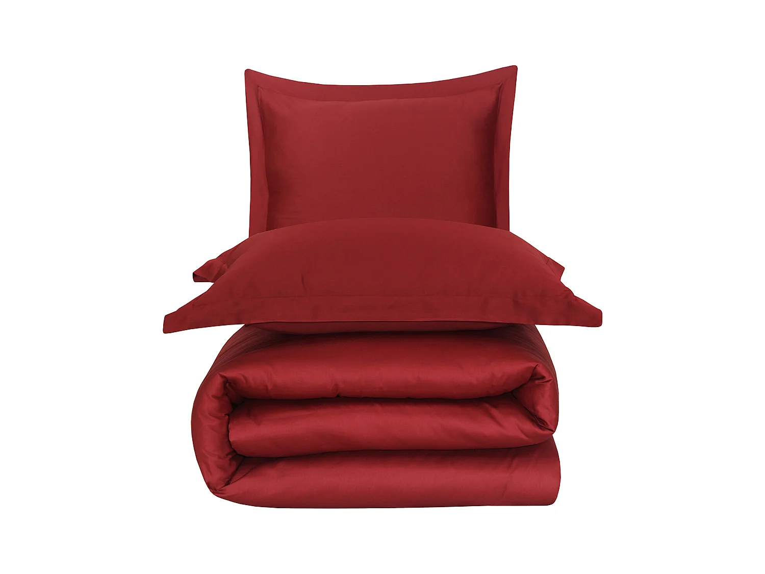 Parure de lit 1 personne 140x200 cm  satin de coton bordeaux