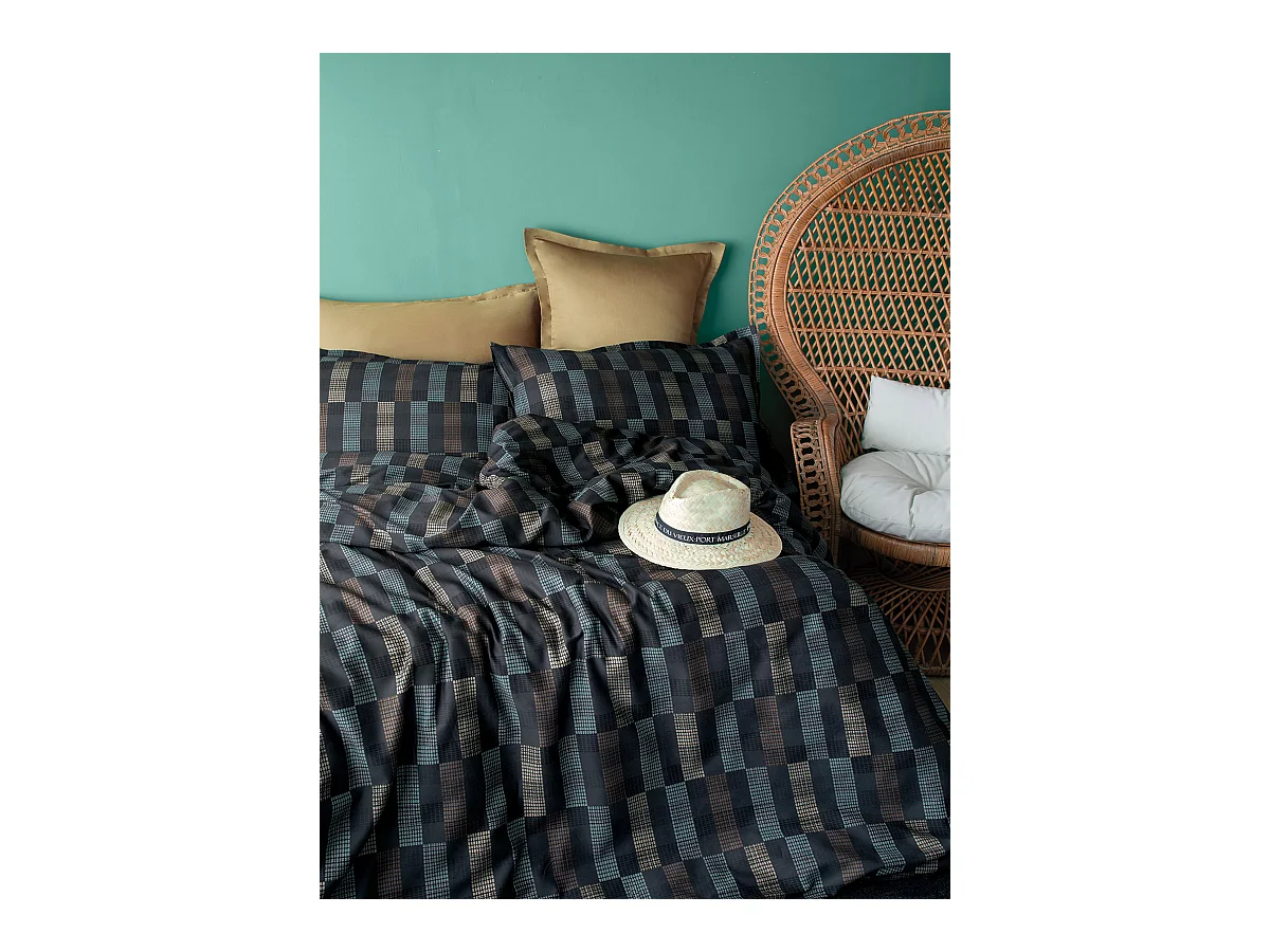 Parure de lit  2 personnes  240x220 cm satin de coton imprimé