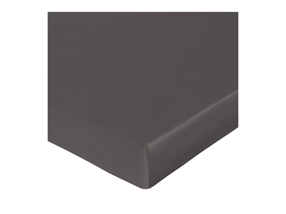 Drap housse 90x190 cm satin de coton anthracite