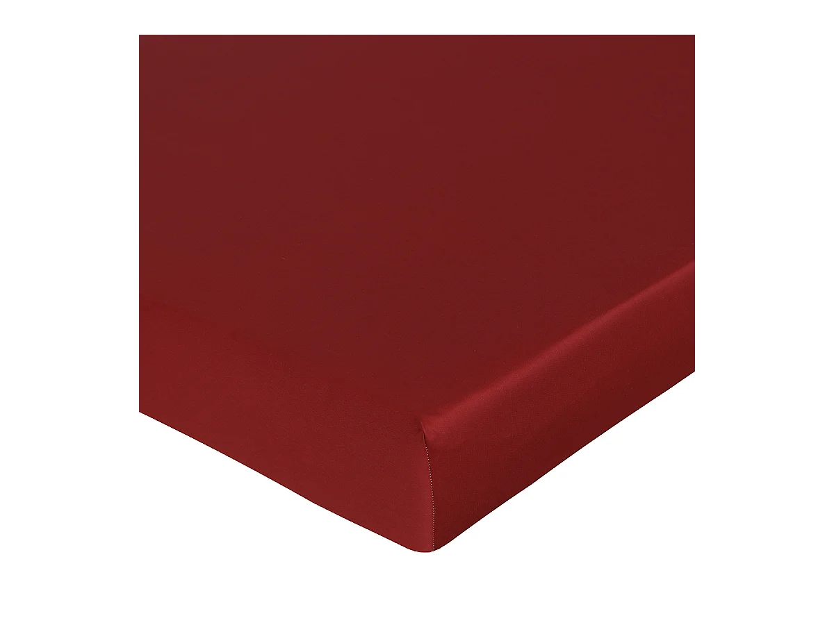 Drap housse 160x200 cm satin de coton bordeaux