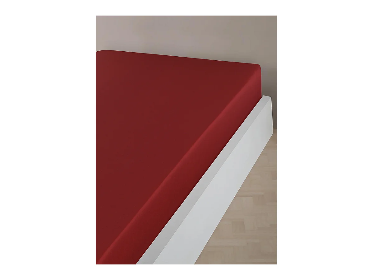 Drap housse 140x190 cm satin de coton bordeaux