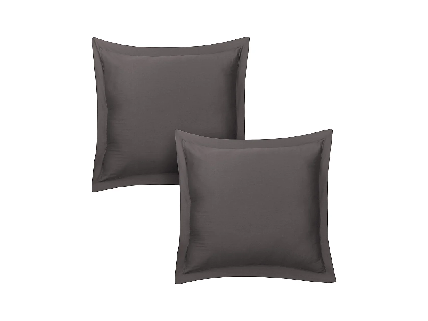 Lot de 2 taies d'oreiller 63x63 cm satin de coton anthracite