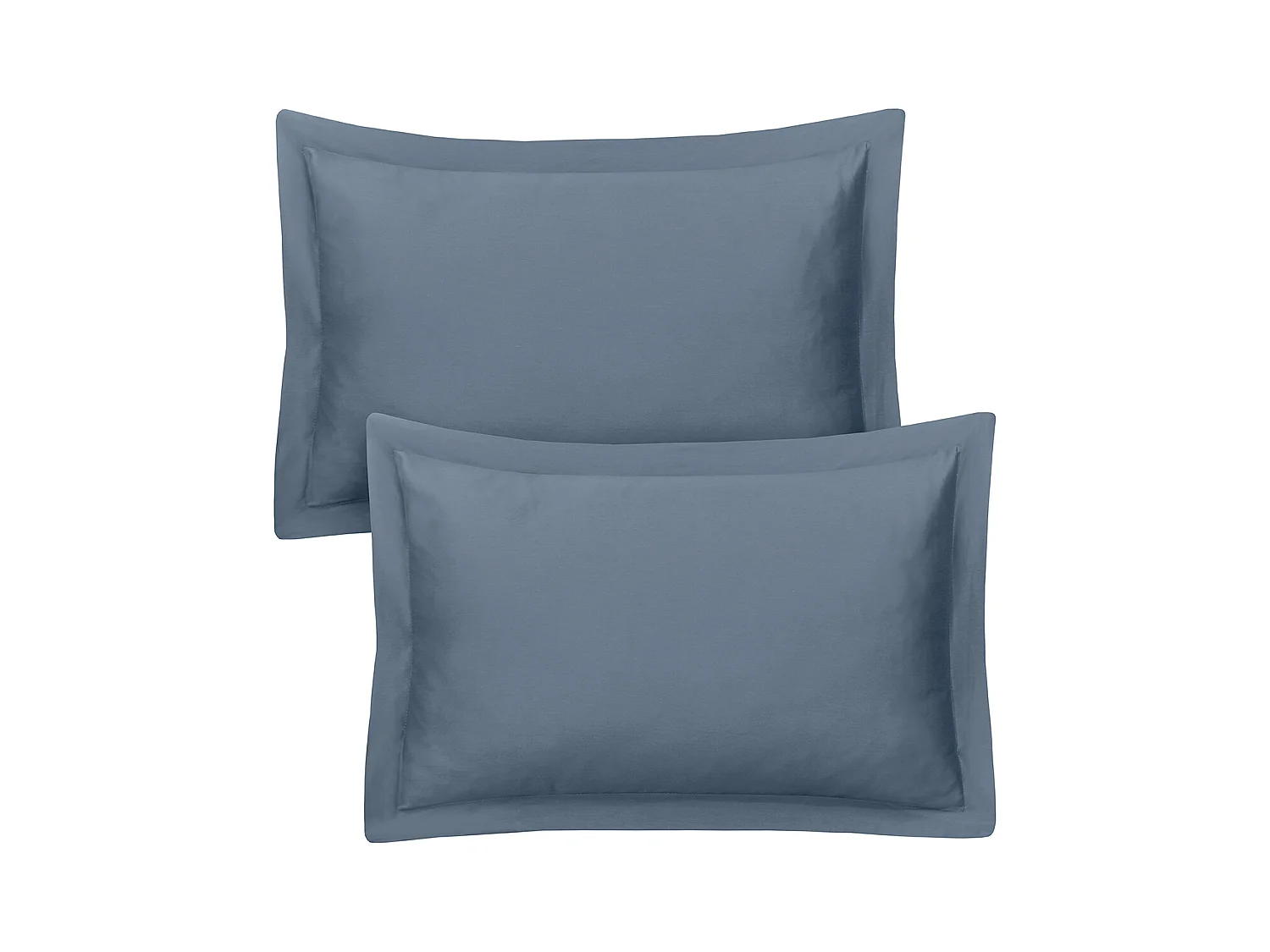 Lot de 2 taies d'oreiller 50x70 cm satin de coton bleu