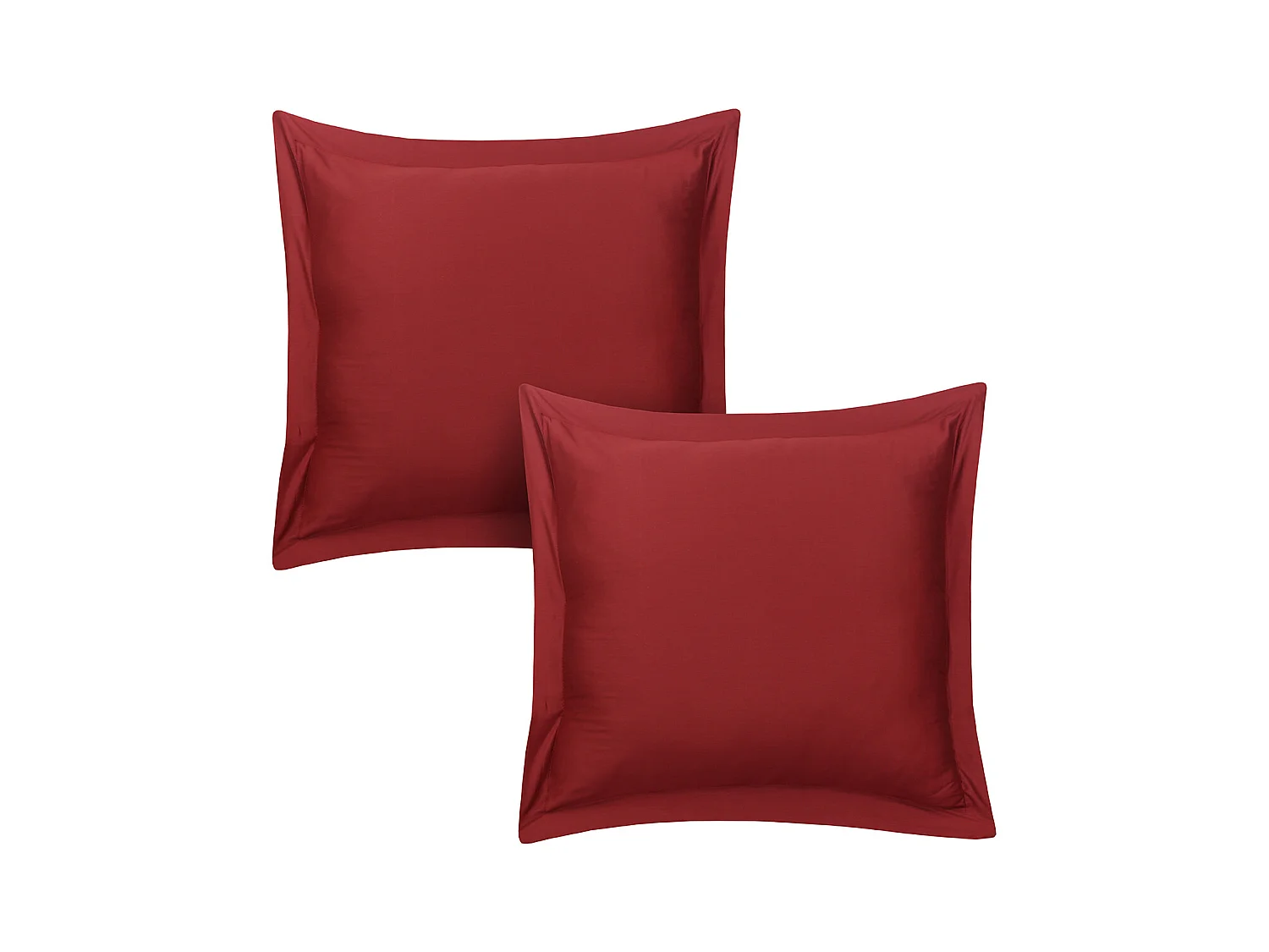 Lot de 2 taies d'oreiller 63x63 cm satin de coton bordeaux