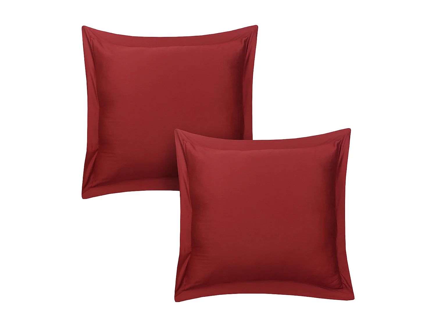 Lot de 2 taies d'oreiller 63x63 cm satin de coton bordeaux