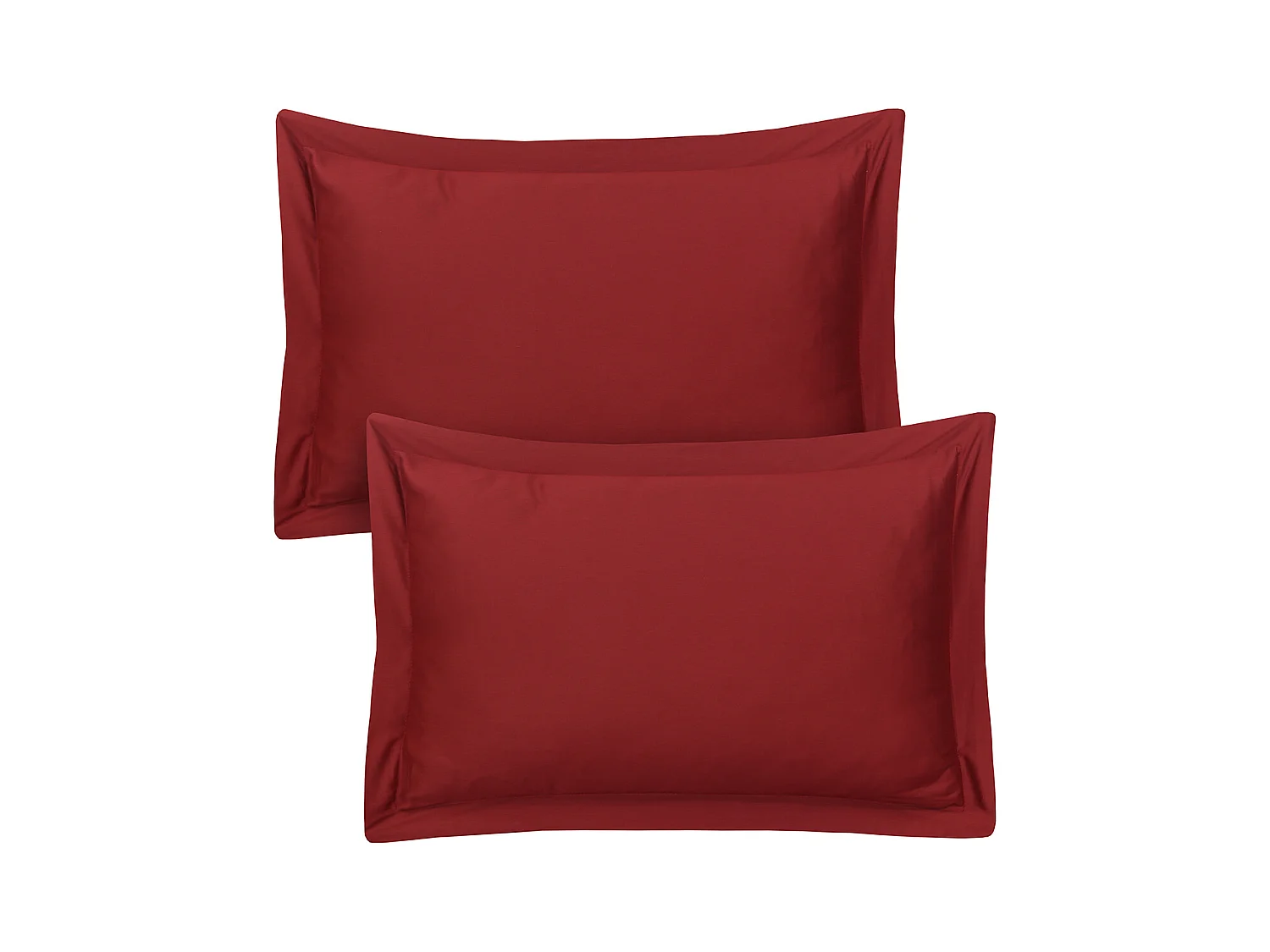 Lot de 2 taies d'oreiller 50x70 cm satin de coton bordeaux