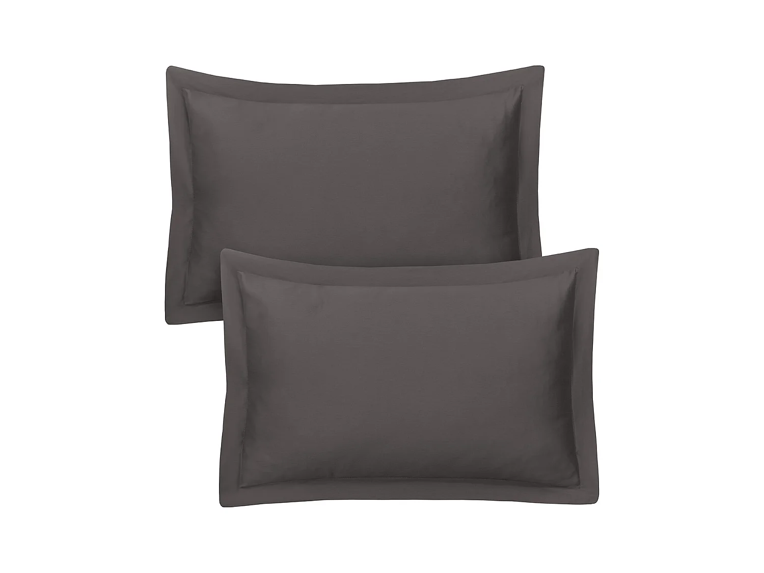 Lot de 2 taies d'oreiller 50x70 cm satin de coton anthracite