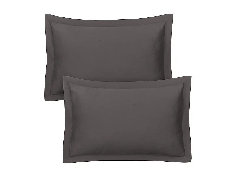 Lot de 2 taies d'oreiller 50x70 cm satin de coton anthracite