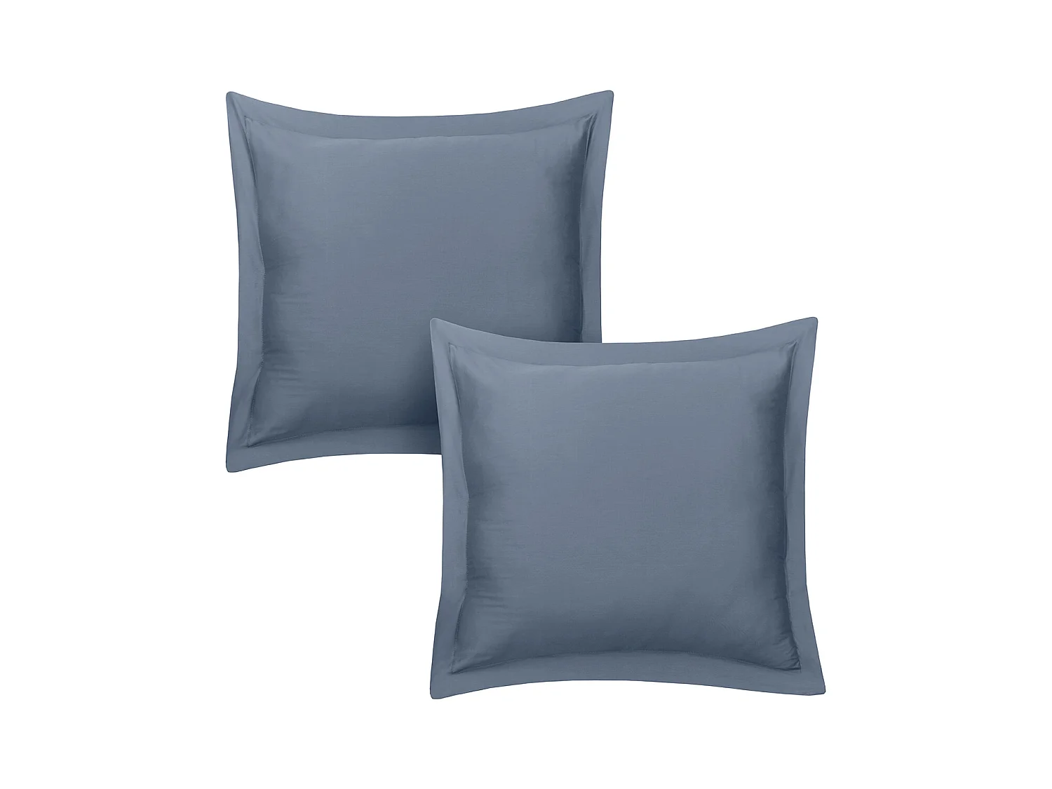 Lot de 2 taies d'oreiller 63x63 cm satin de coton bleu