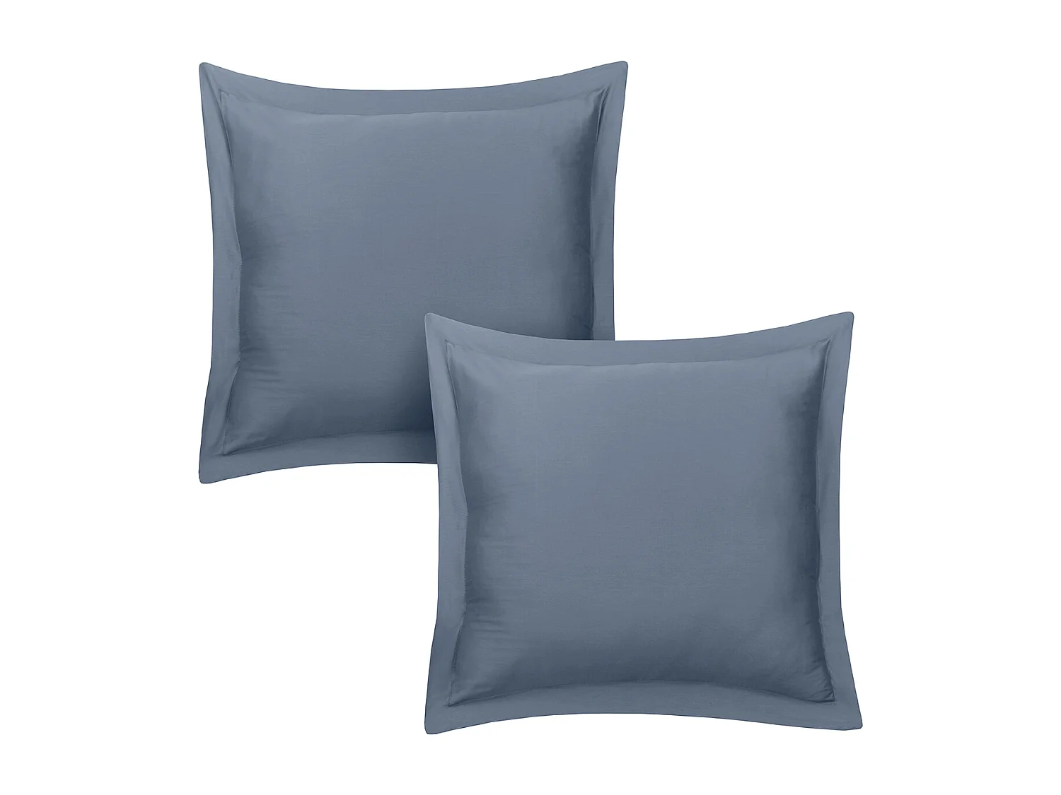 Lot de 2 taies d'oreiller 63x63 cm satin de coton bleu