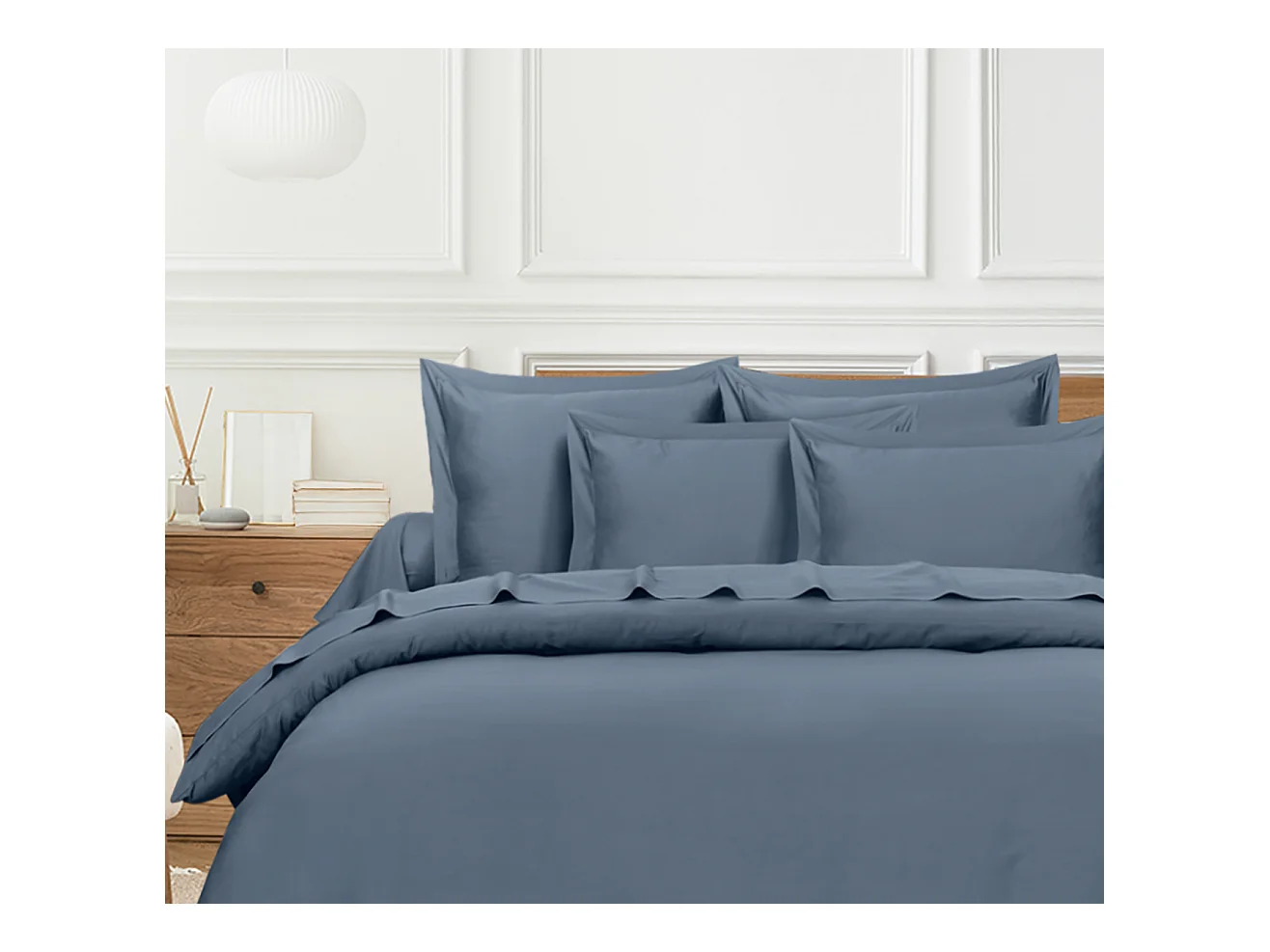 Housse de couette  140x200 cm 1 personne satin de coton bleu