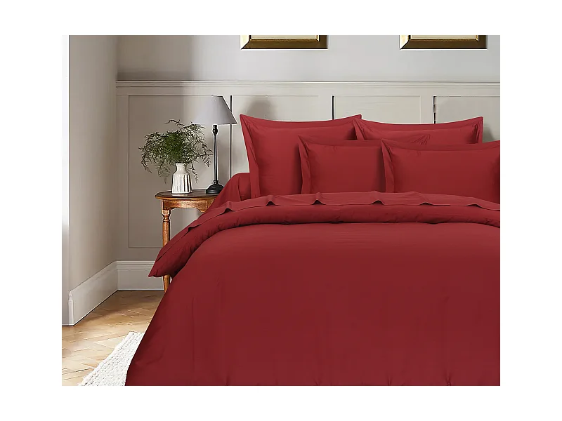 Housse de couette  140x200 cm 1 personne satin de coton bordeaux