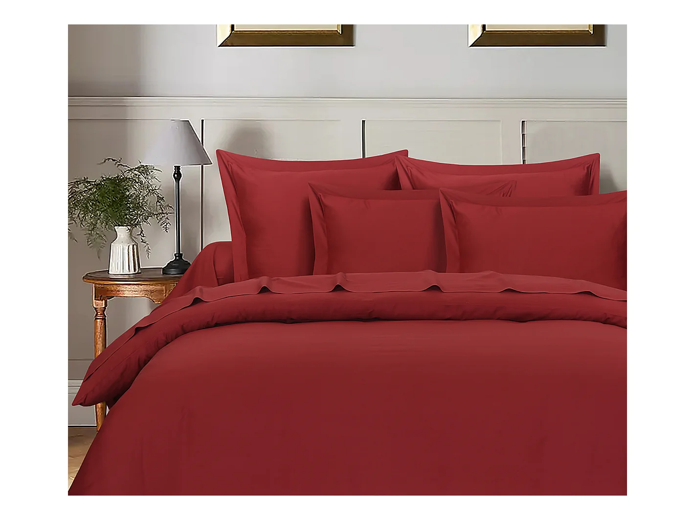 Housse de couette  140x200 cm 1 personne satin de coton bordeaux