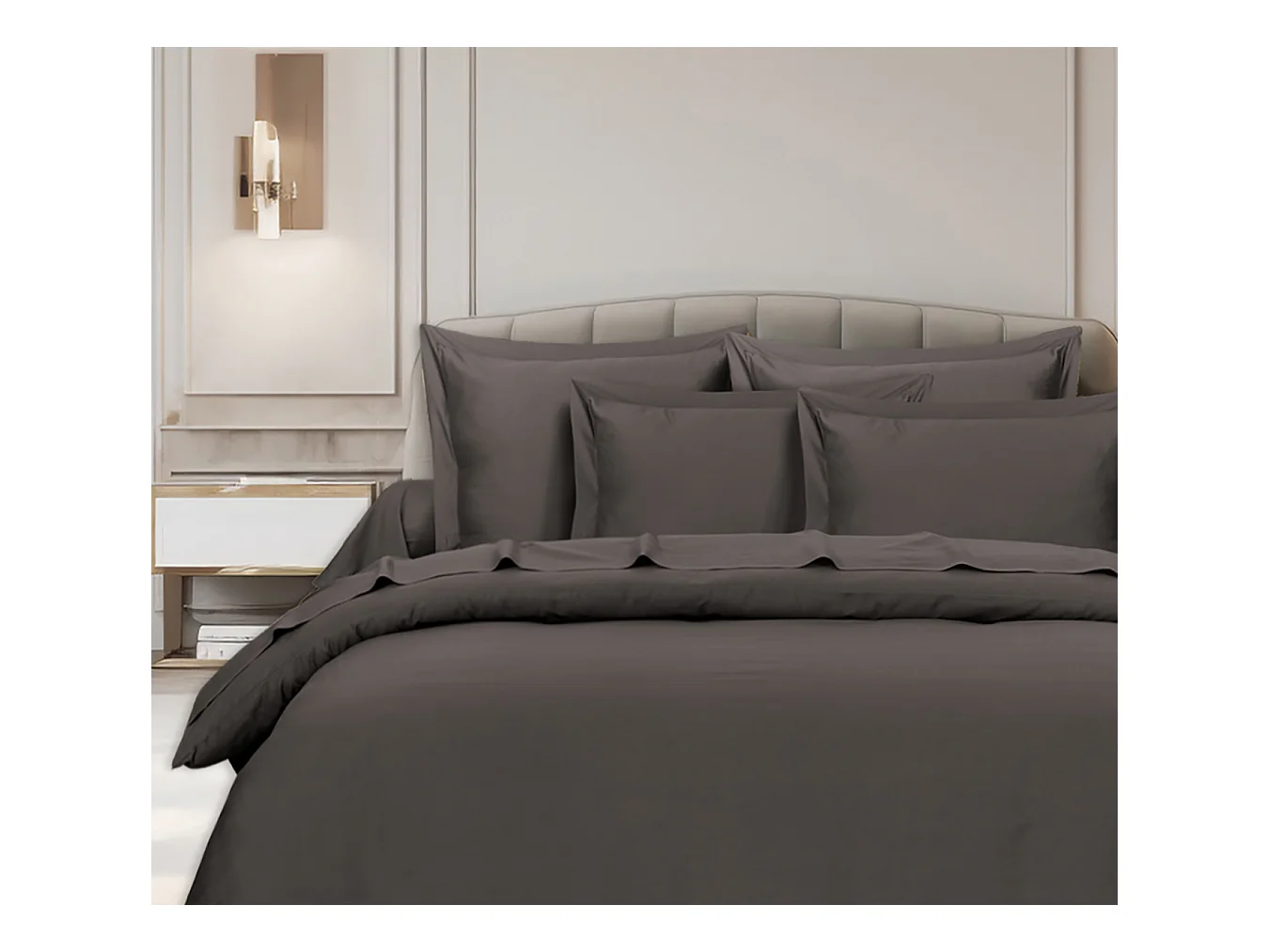 Housse de couette 200x200 cm 2 personnes satin de coton anthracite