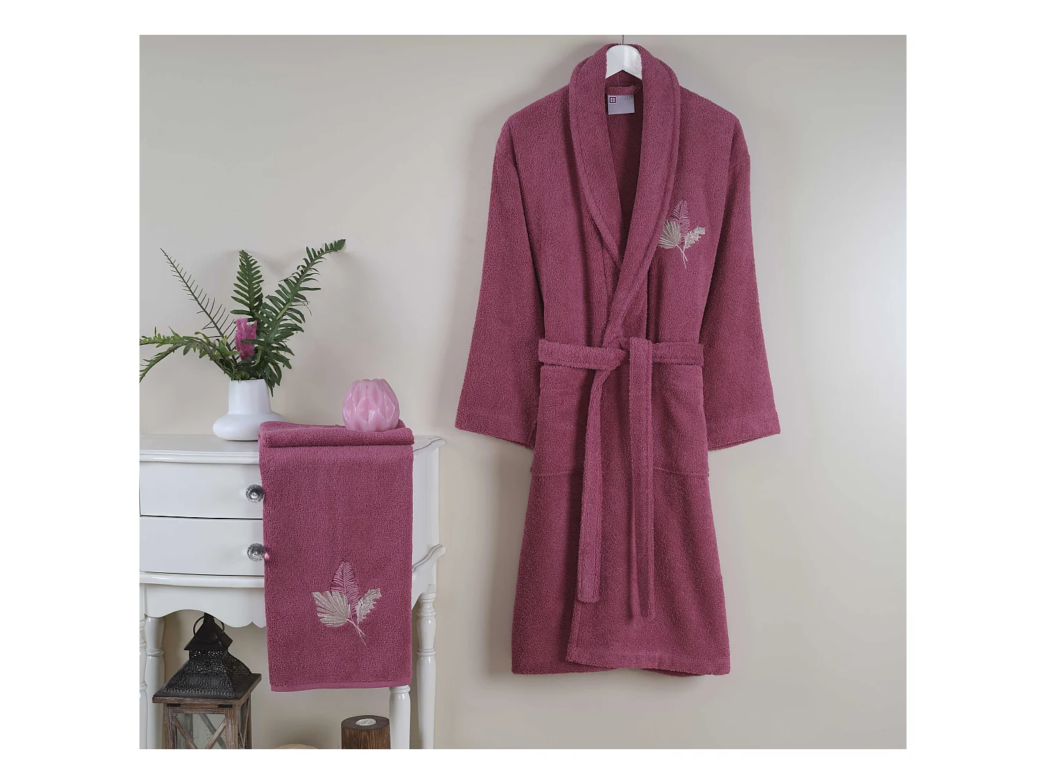 Set Peignoir et serviette  femme 100% coton