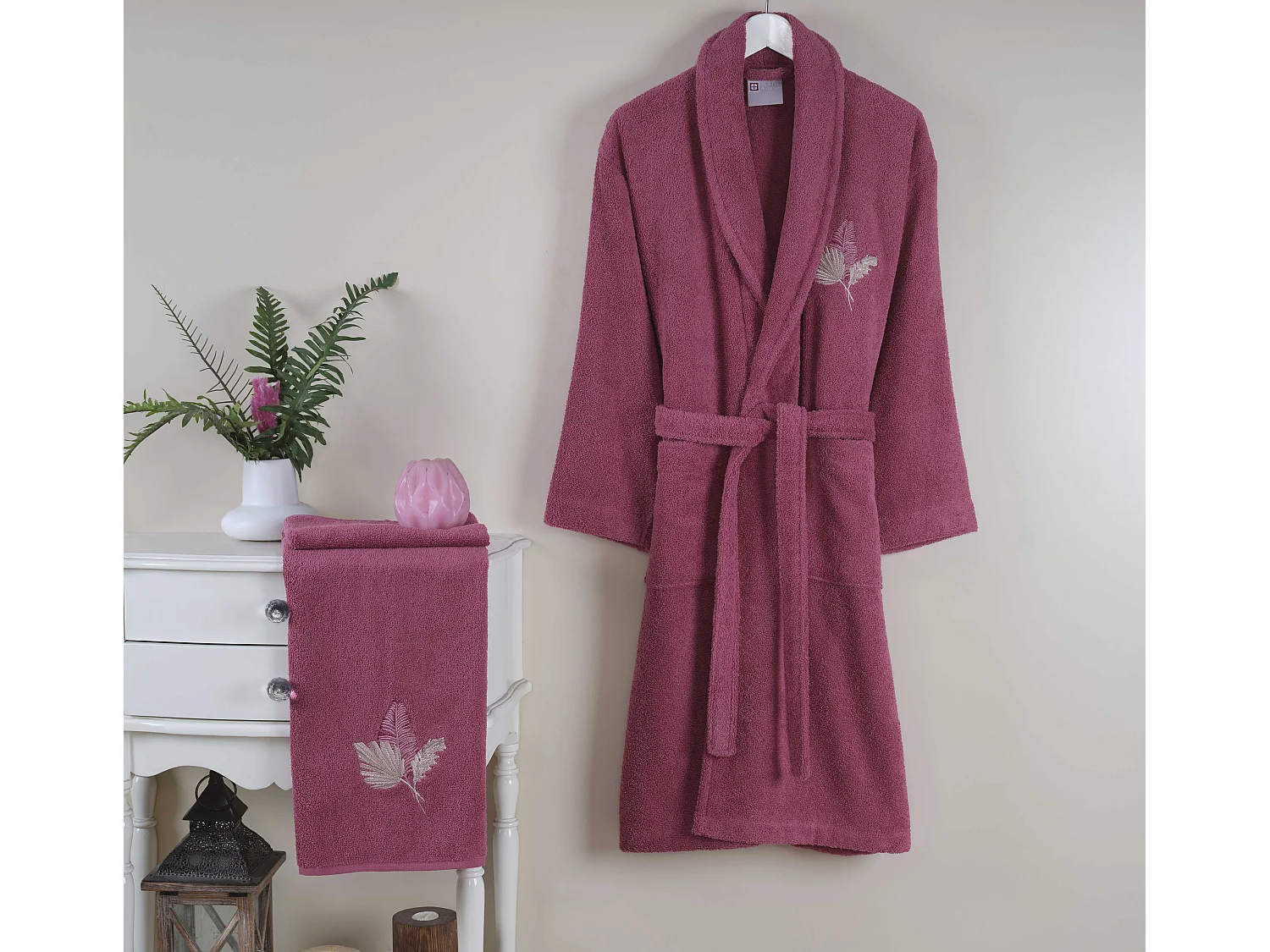 Conjunto de roupão e toalha turco 50x90 cm para mulher 100% algodão