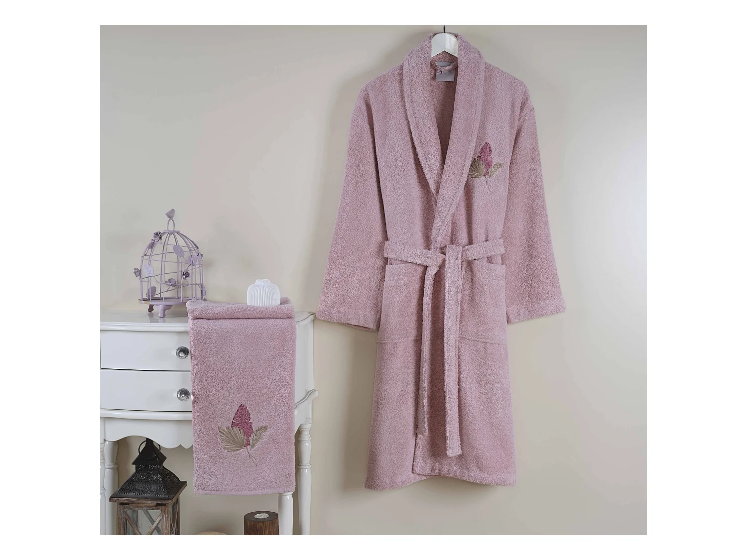 Set Peignoir et serviette  femme 100% coton