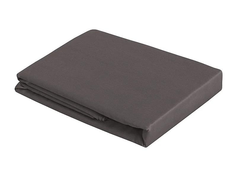 Drap plat 2 personnes  270x300 cm satin de coton anthracite