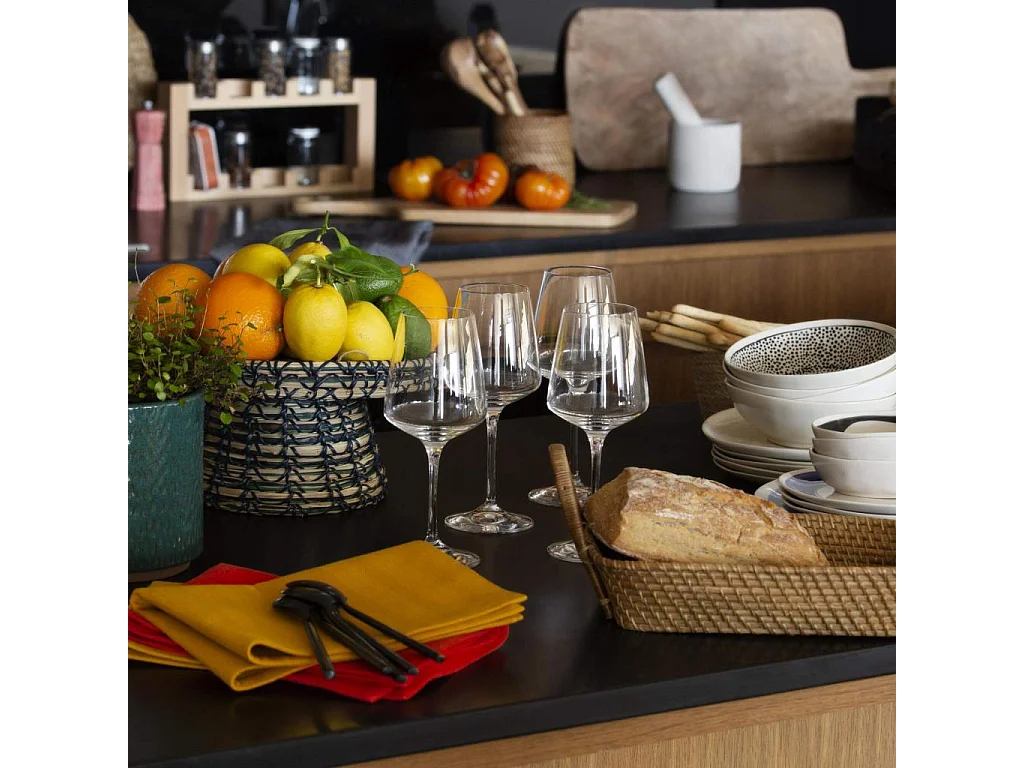 Habitat - Lot de 3 torchons (50x70cm) en coton jaune moutarde (Lot de 4) - Avignon