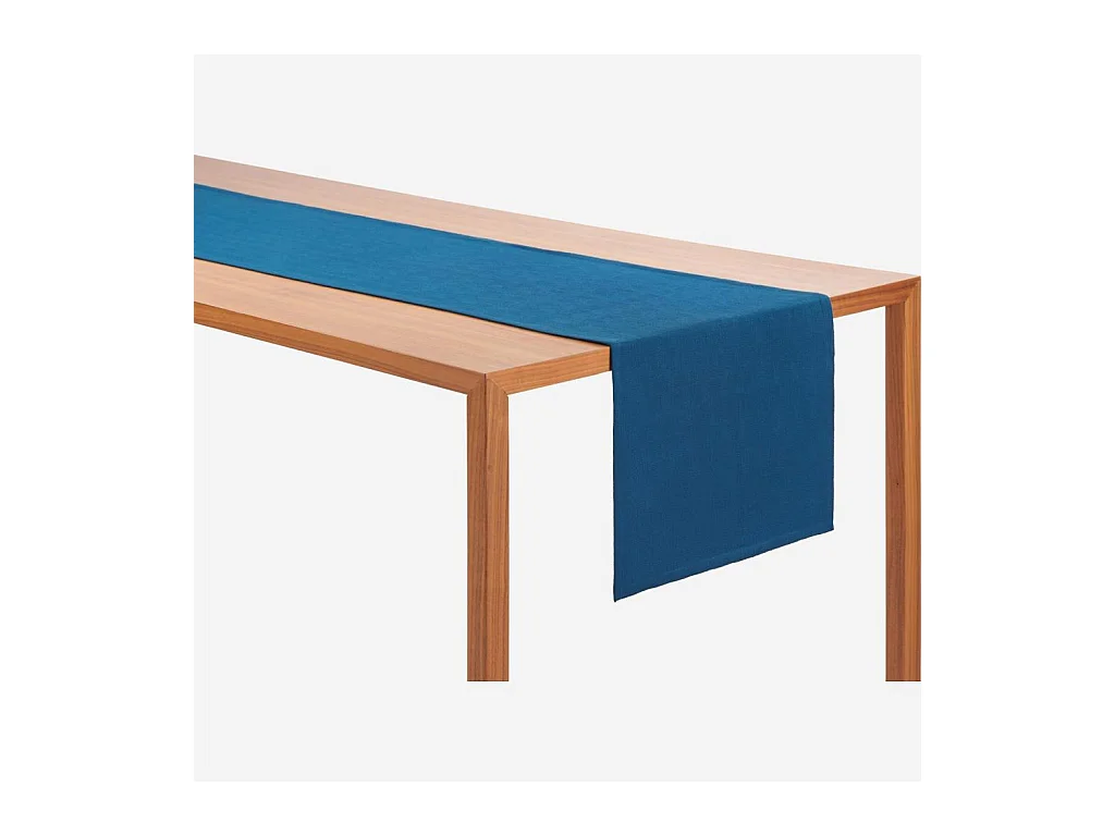 Habitat - Chemin de table 200x40cm en coton bleu cobalt - Avignon