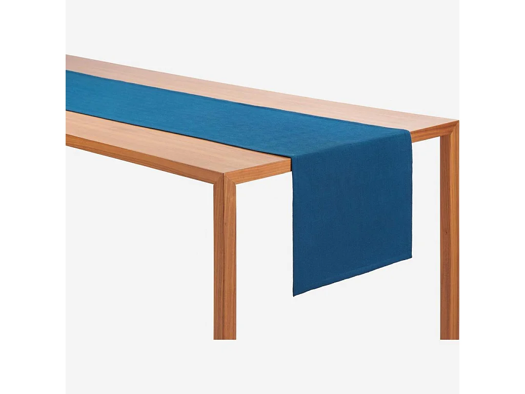 Habitat - Chemin de table 200x40cm en coton bleu cobalt - Avignon