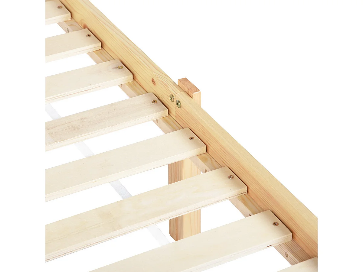 Structure de Lit Simple en Bois - 90x190 cm - Naturel