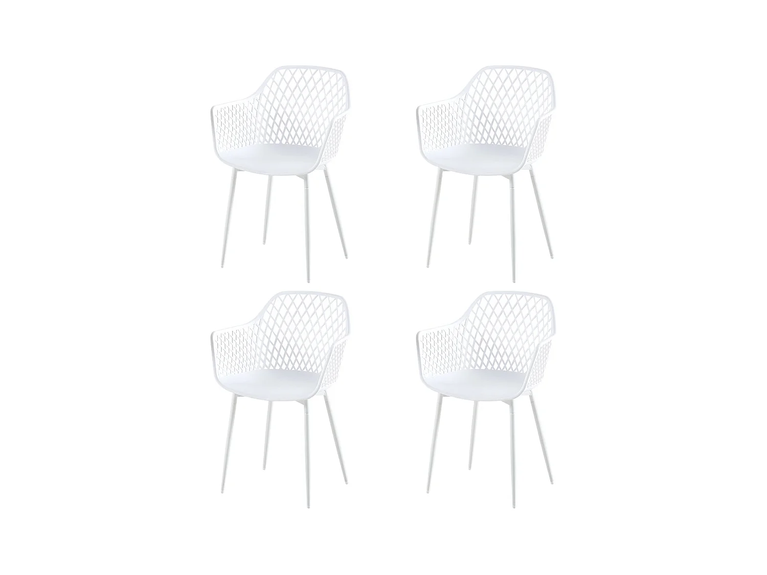 Lot de 4 Fauteuil Chaises Blanc Plastique Scandinave Chaise de Salle à manger- Idéales pour Terrasse, Jardin et Extérieur