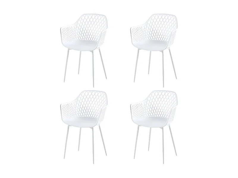 Lot de 4 Fauteuil Chaises Blanc Plastique Scandinave Chaise de Salle à manger