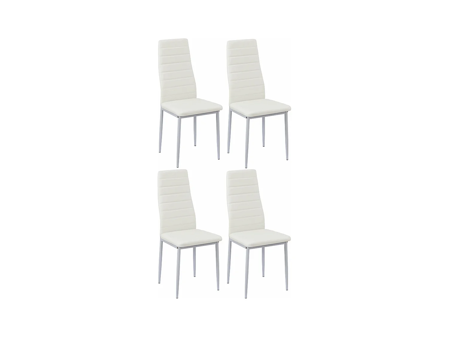Conjunto de 4 Sillas de Comedor Blancas de PVC y Metal