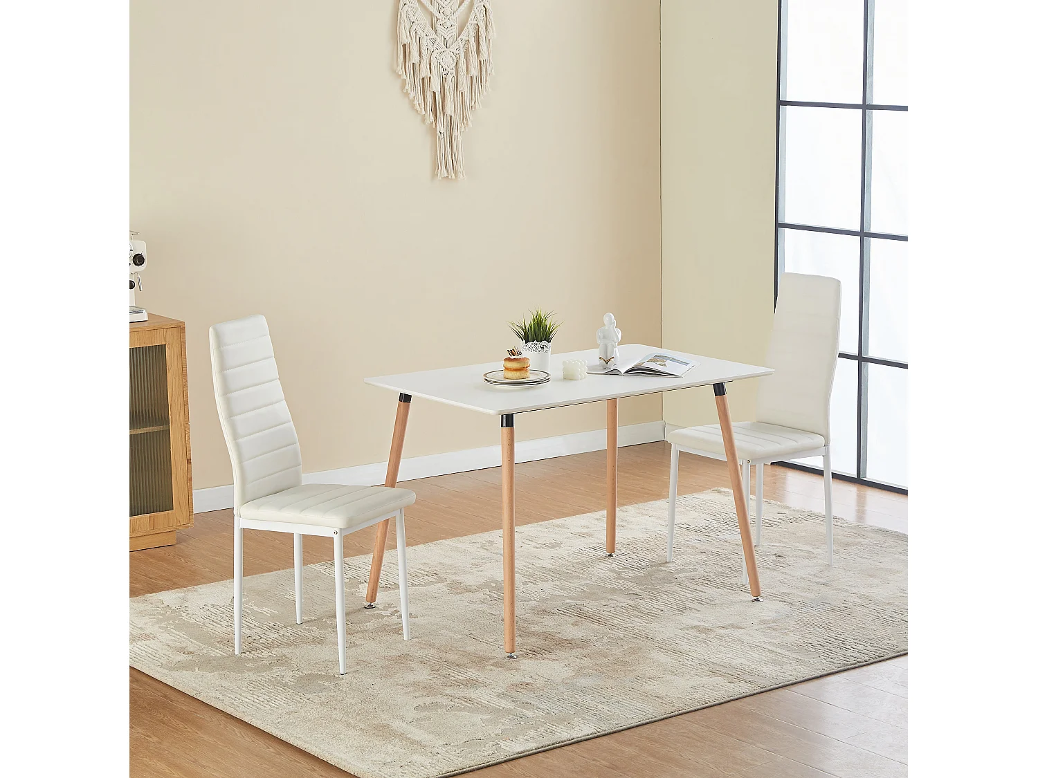 Conjunto de 4 Sillas de Comedor Blancas de PVC y Metal