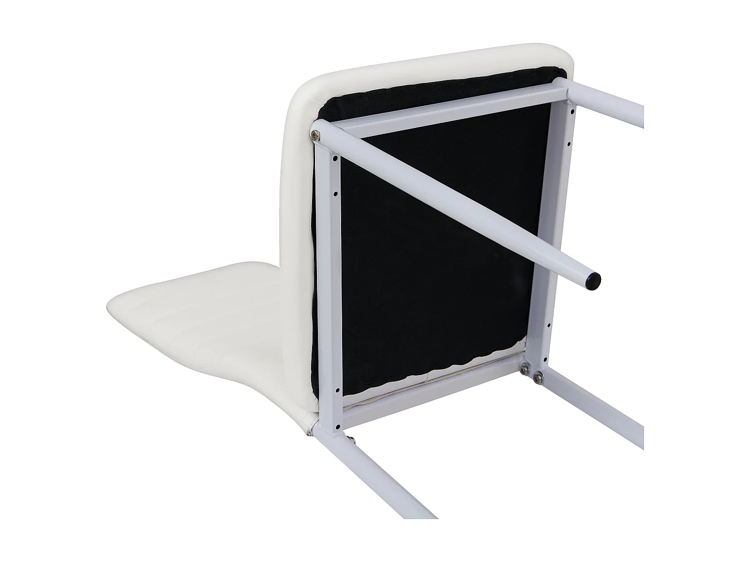 Lot de 4 Chaises Salle à Manger, Blanc, Pieds en Métal