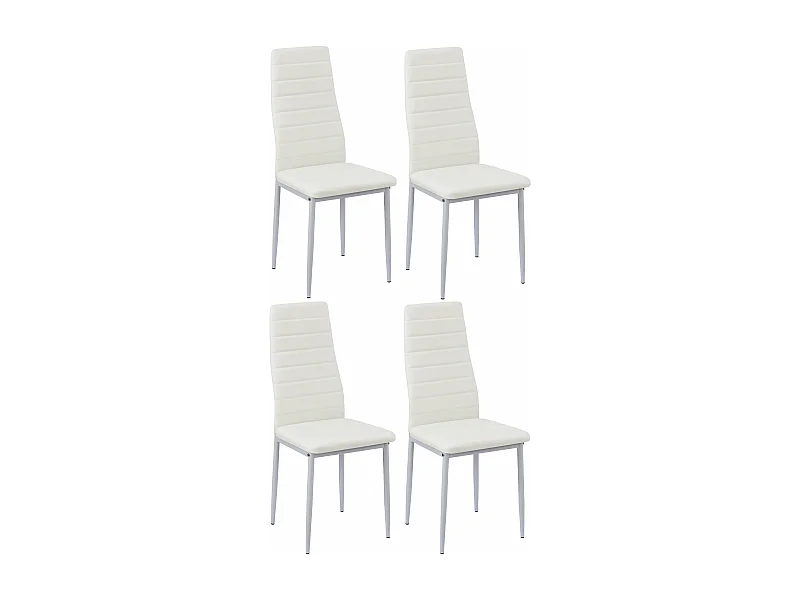 Set van 4 Witte Eetkamerstoelen van PVC en Metaal