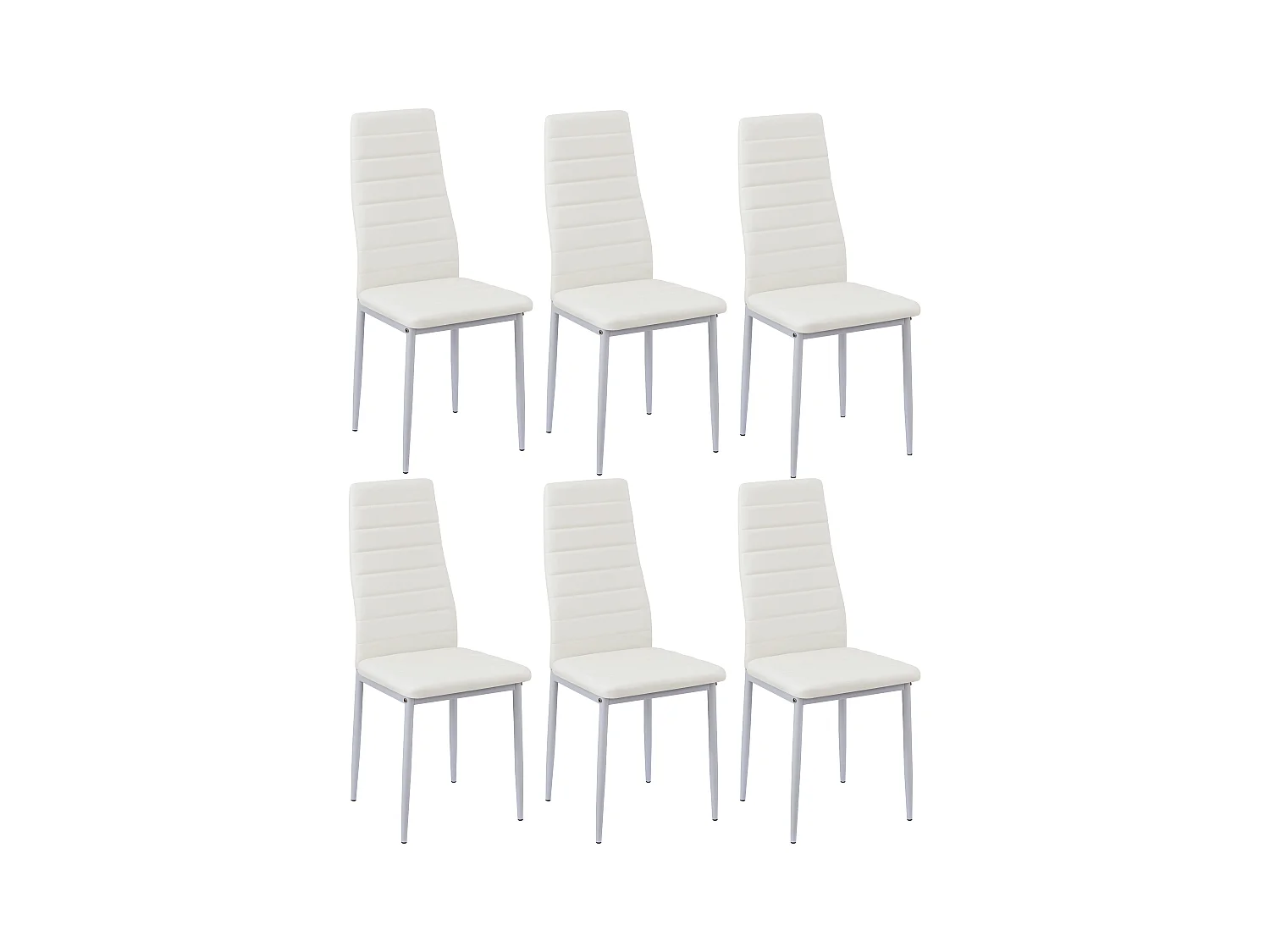 Set van 6 eetkamerstoelen van wit PVC zonder armleuningen - Comfortabel en licht - Italiaans design