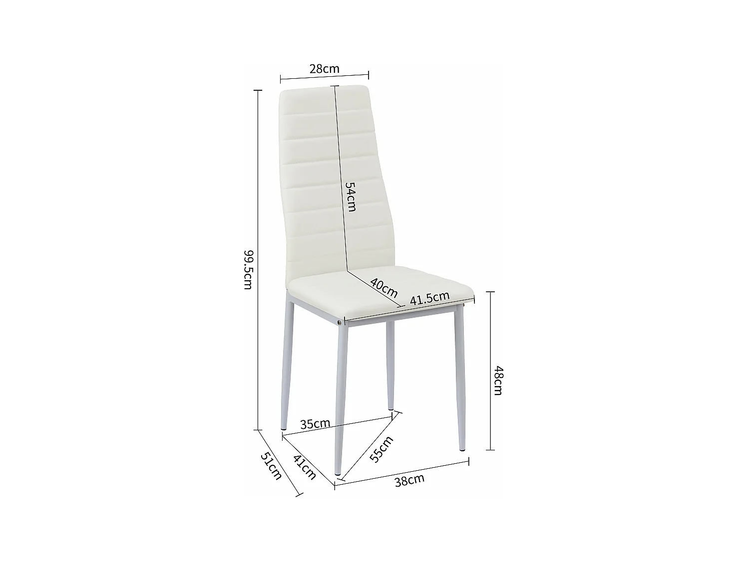 Set van 6 eetkamerstoelen van wit PVC zonder armleuningen - Comfortabel en licht - Italiaans design