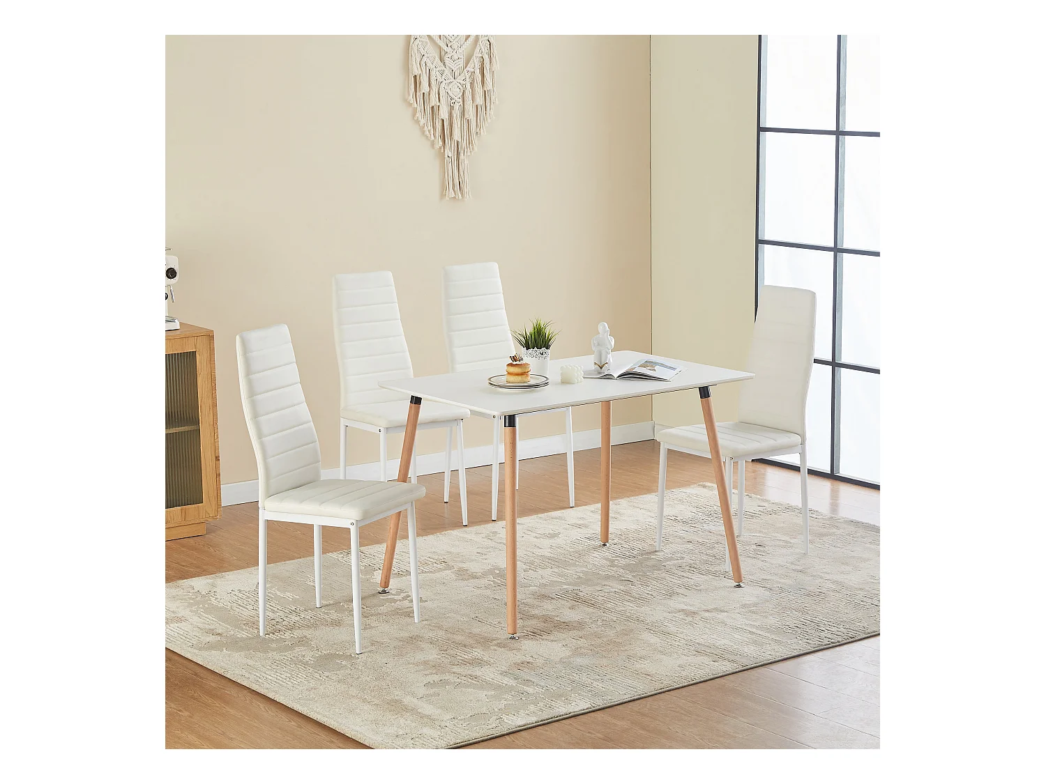 Set van 6 eetkamerstoelen van wit PVC zonder armleuningen - Comfortabel en licht - Italiaans design