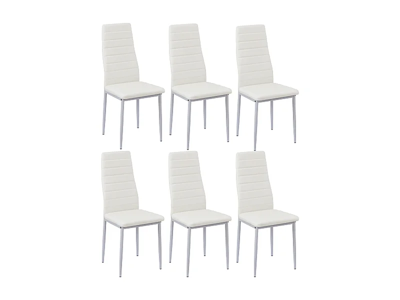 Conjunto de 6 sillas de comedor de PVC blanco sin reposabrazos - Cómodas y ligeras - Diseño italiano
