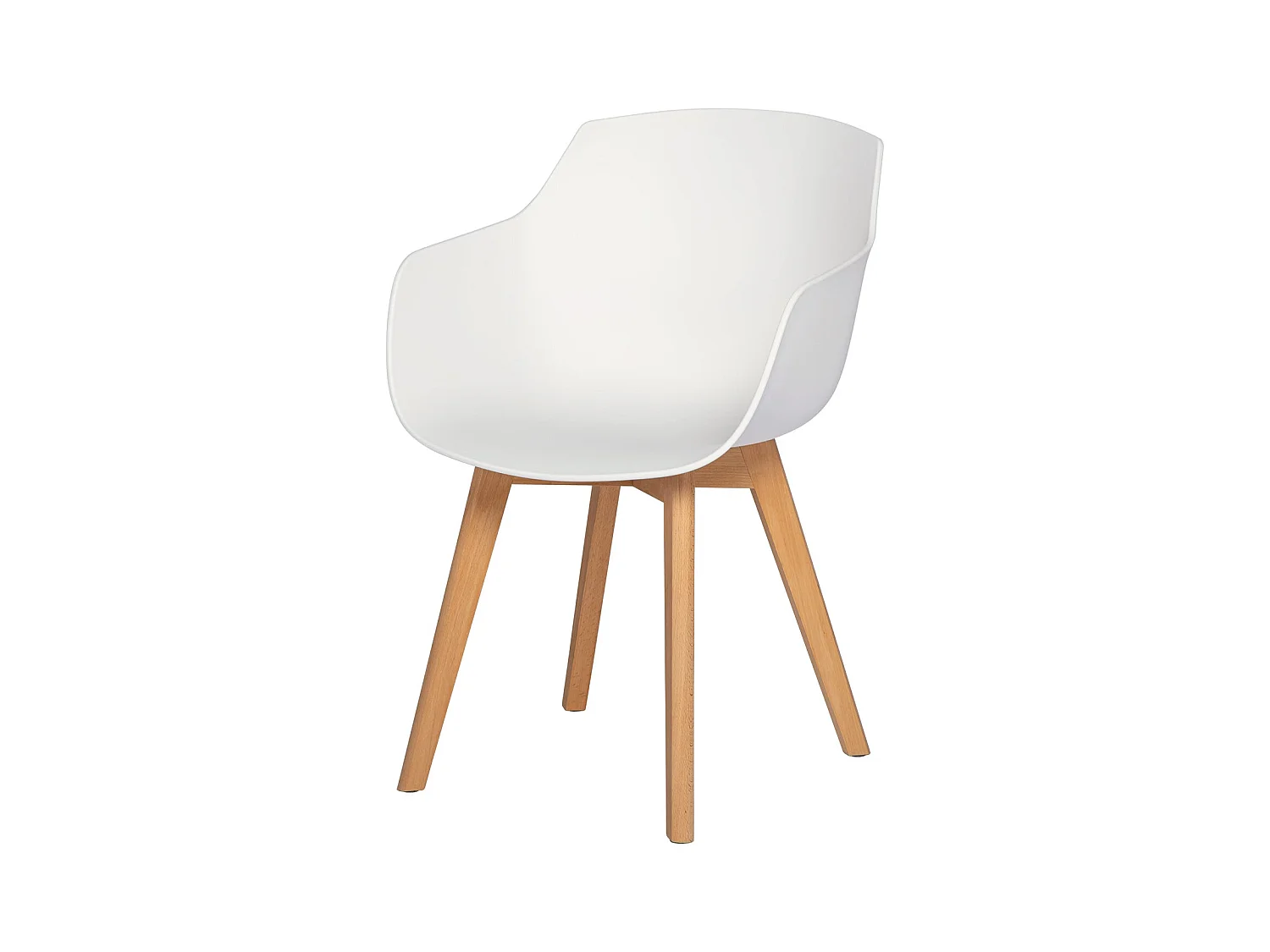 Lot de 4 Chaises Salle à Manger Fauteuils Scandinave de Cuisine avec Pieds en Bois de Hêtre Massif Blanc