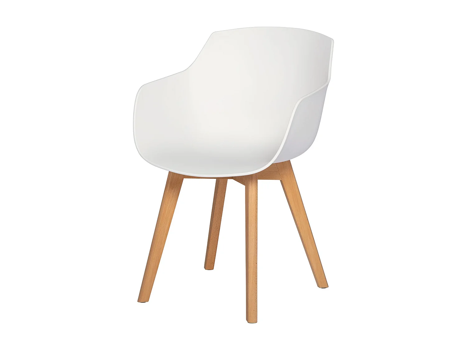 Lot de 4 Chaises Salle à Manger Fauteuils Scandinave de Cuisine avec Pieds en Bois de Hêtre Massif Blanc