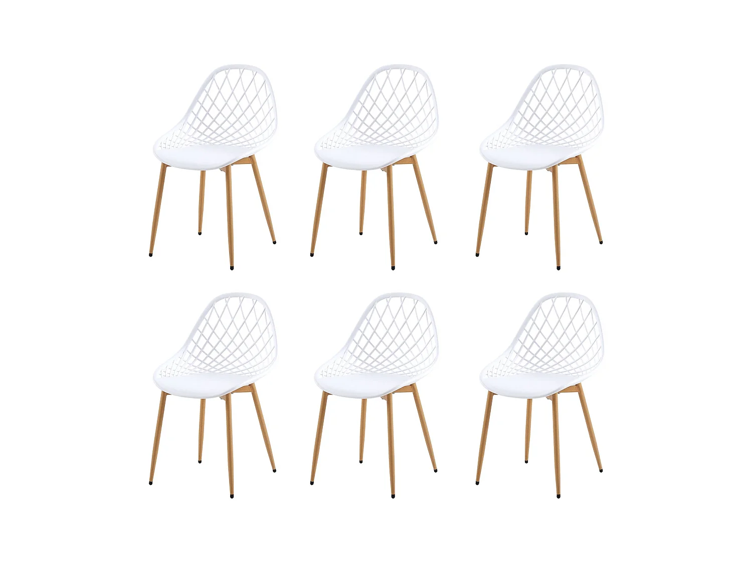 Lot de 6 Chaises de Salle à Manger de Style Scandinave-Blanc