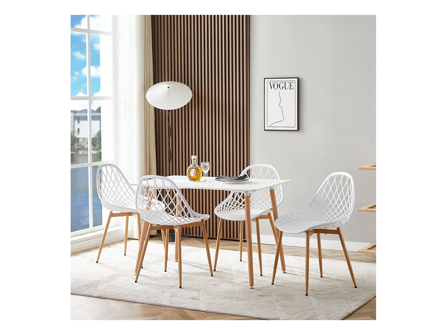 Lot de 6 Chaises de Salle à Manger de Style Scandinave-Blanc