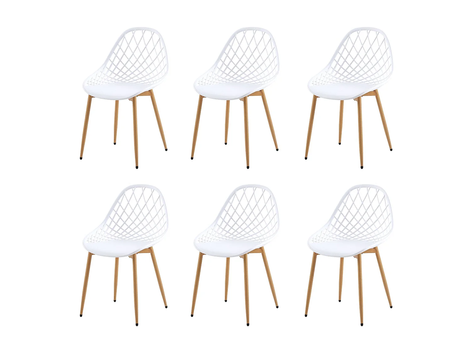 Lot de 6 Chaises de Salle à Manger de Style Scandinave-Blanc