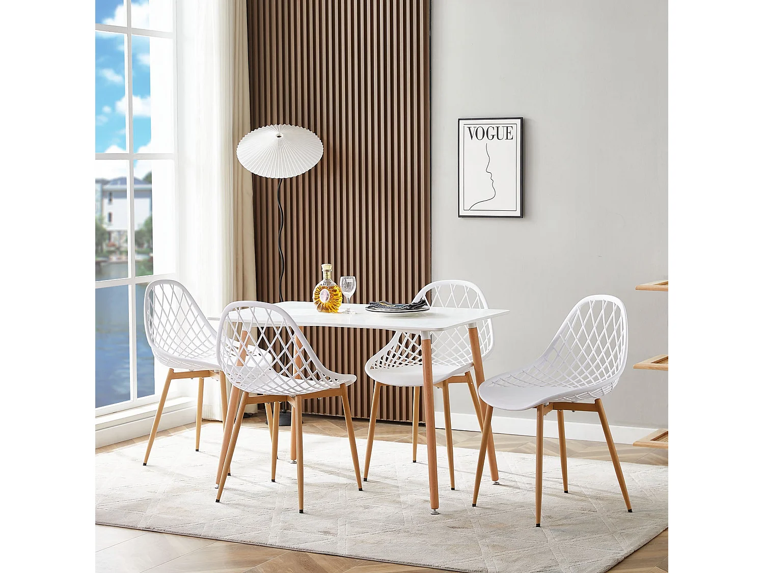 Lot de 6 Chaises de Salle à Manger de Style Scandinave-Blanc