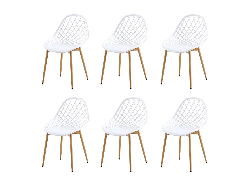 Lot de 6 Chaises de Salle à Manger de Style Scandinave-Blanc